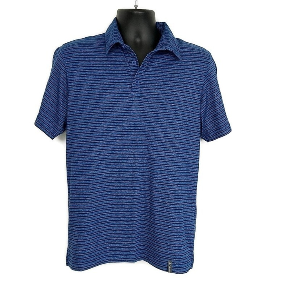 Columbia Polo Shirt Omni-Wick Blue Striped‎ Performance Short Sleeve sz S